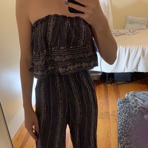 Boho printed strapless jumpsuit